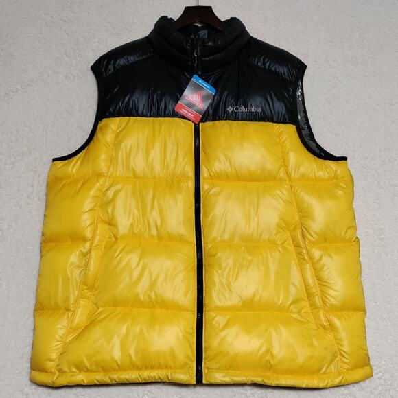 Columbia Men's Pike Lake Puffer Vest Size XL Thermal Omni-Heat Black Yellow NEW - Picture 2 of 13